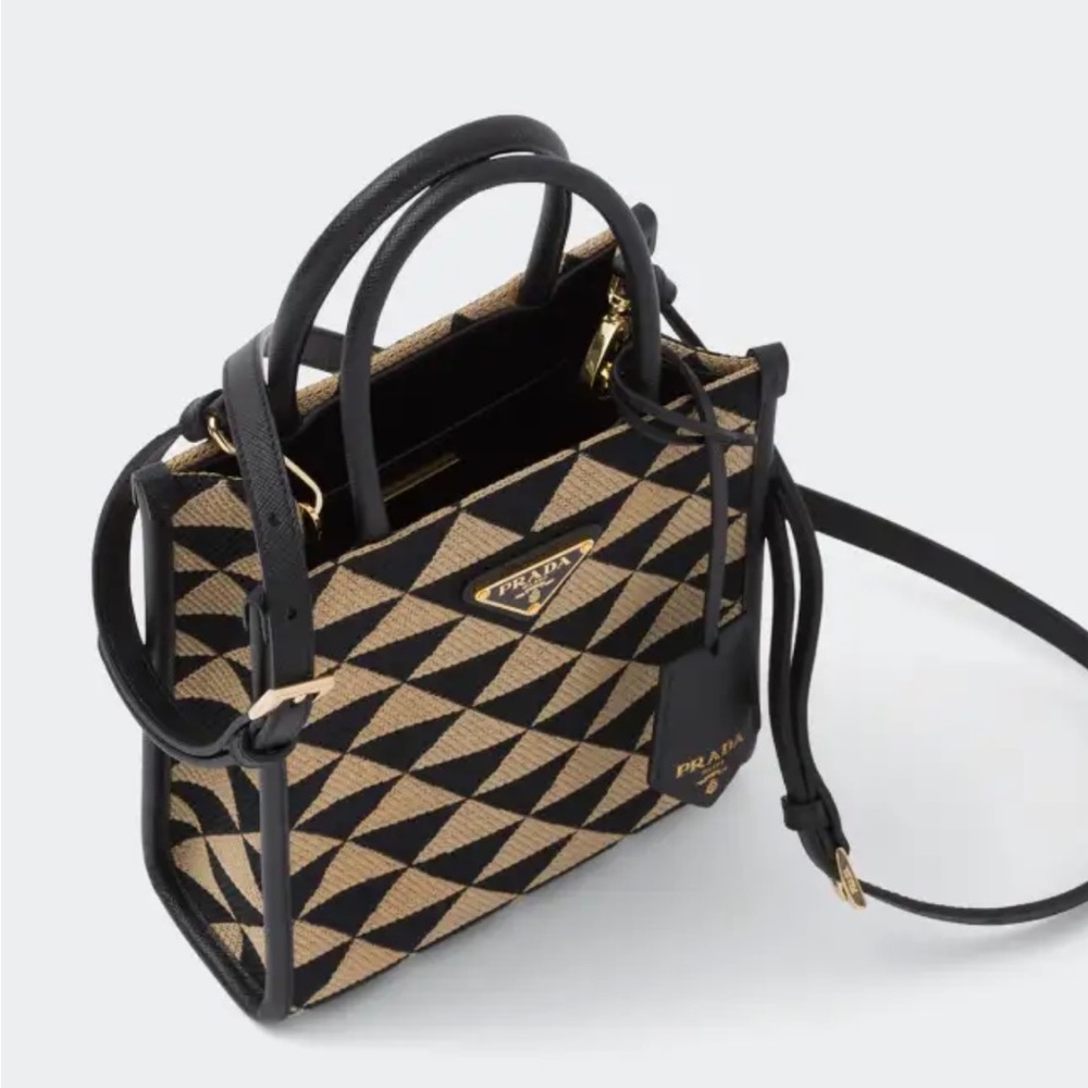 Prada Small Triangle Logo Jacquard Tote Bag- perfect condition - sold out color - Picture 2 of 14